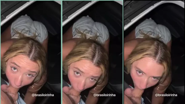 Oral no carro com uma brasileira gostosa mostrando todo seu talento no boquete