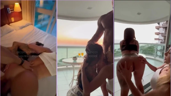 Carol Francci e Letícia Reed foram flagradas em momento íntimo com sortudo