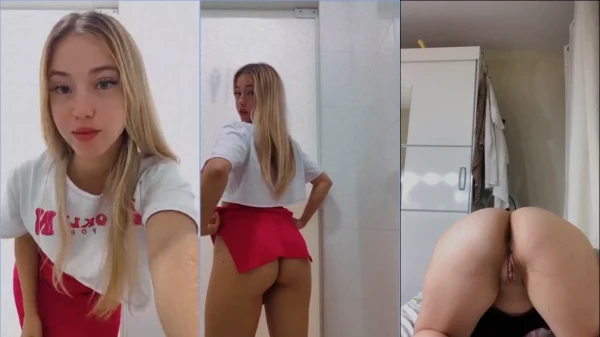 Vídeo de novinha loira vazou na internet exibindo a xoxota delícia