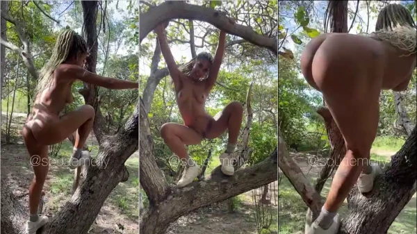 Emelly Baianinha fez um vídeo picante, toda nua em cima da árvore!