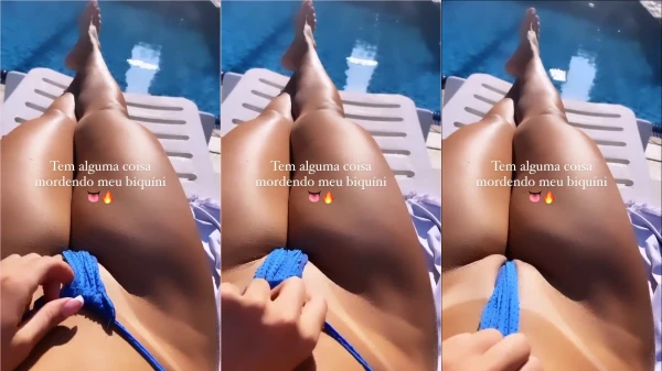 Piranha se mostrando na beirinha da piscina